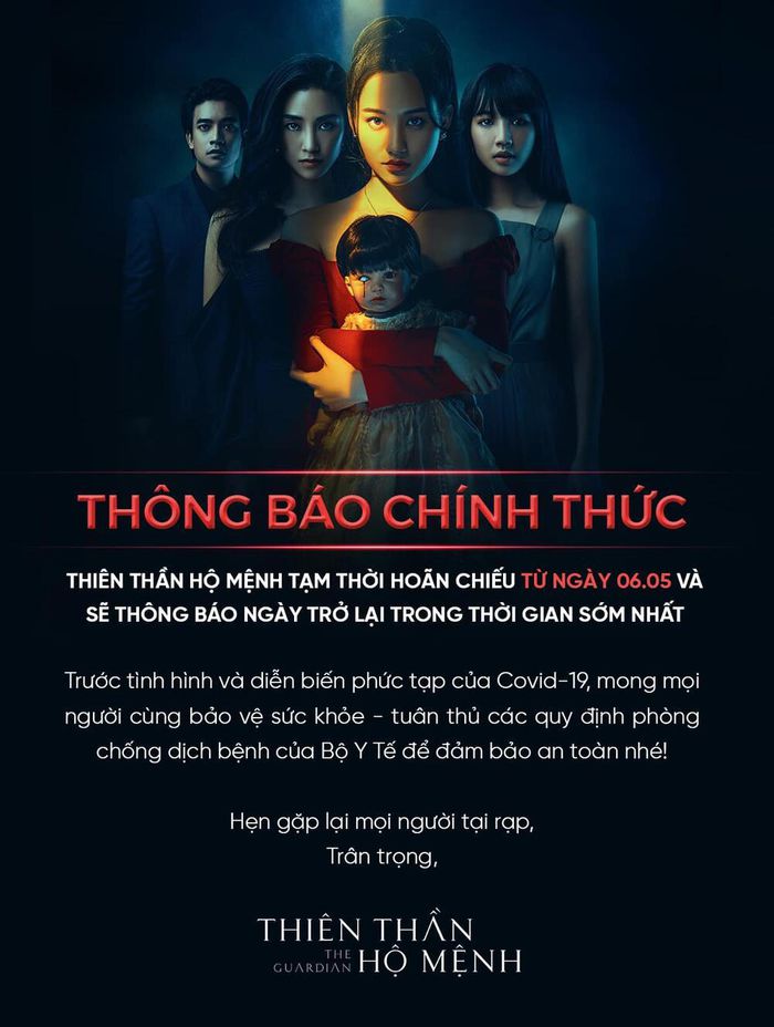 Thông báo dừng chiếu Thiên thần hộ mạnh