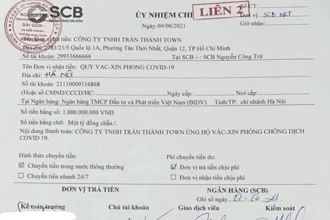 Hình ảnh quản lý Trấn Thành cung cấp