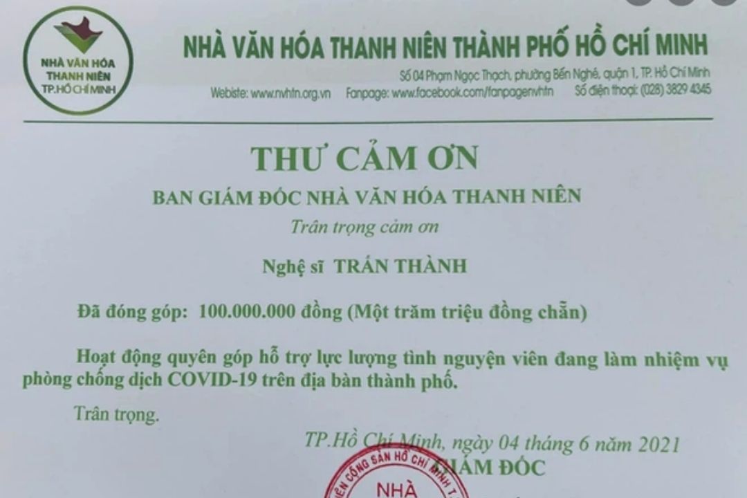 Hình ảnh chia sẻ từ quản lý Trấn Thành
